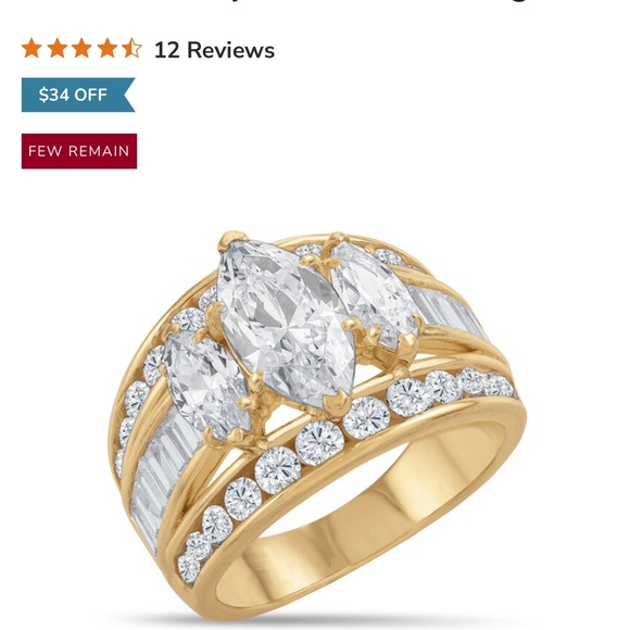 Danbury Mint Gold Ring with Clear Stones - Picture 1 of 9